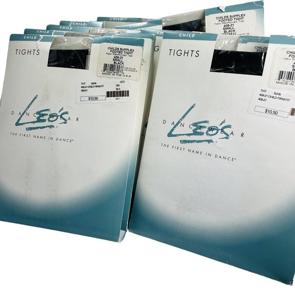 8 Pairs Leo's 409-21 Girl's Small 4-6 Black Supplex Firm Footed Tights - Picture 3 of 9